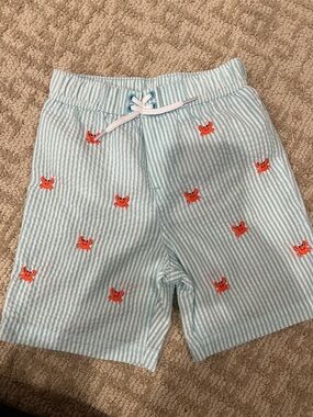 NWOT Little me Kids Light Blue Striped Crab swim shorts